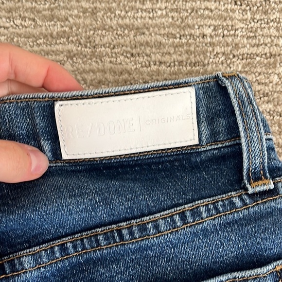 Re/Done Comfort Stretch High Rise Ankle Crop Jeans in Mid 70s Size 24 - Picture 7 of 13